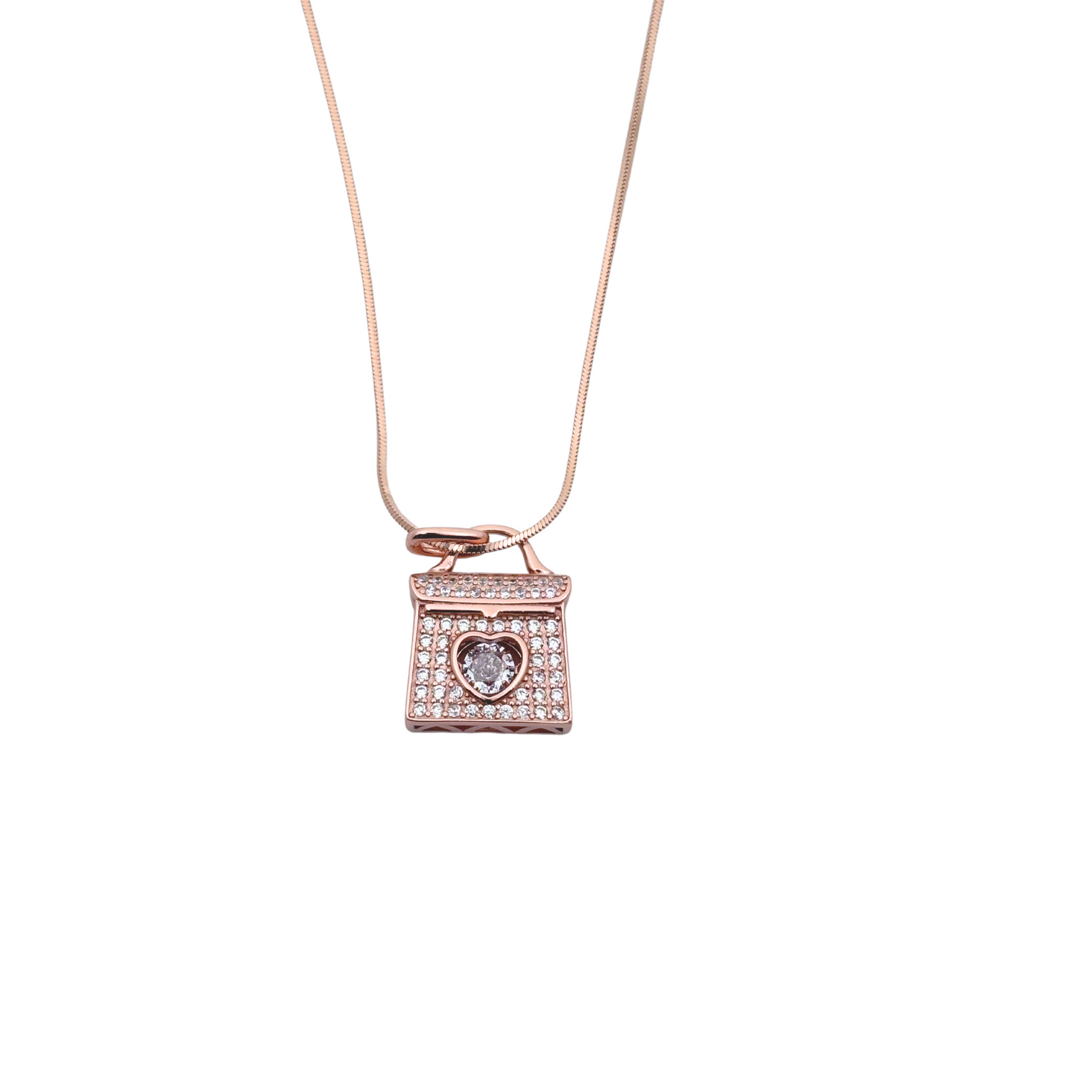 Silver Heart's Secret Pendant with Chain in Rose Gold