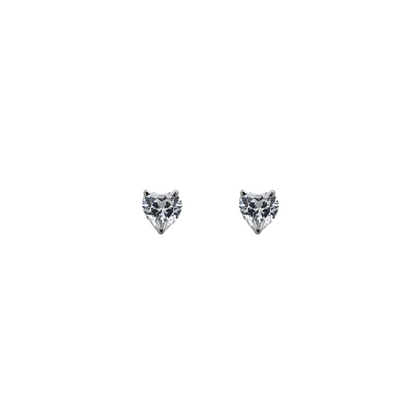 Silver Solitaire Heart Studs