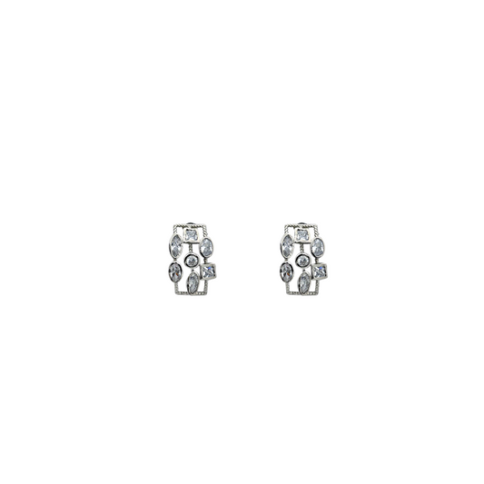 Silver Crystal Mosaic Earring