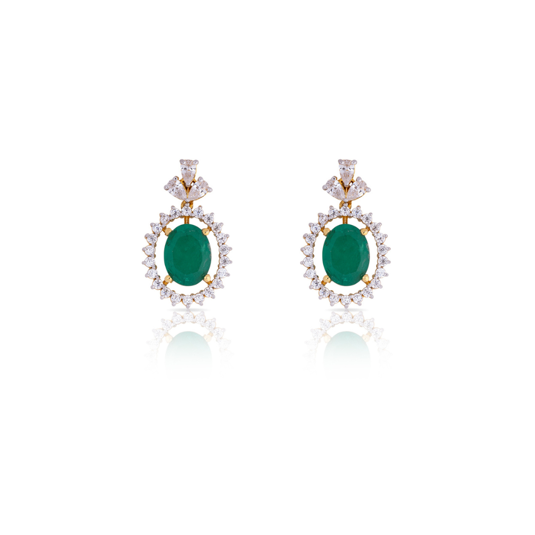 92.5 Emerald Glow Pendant Earing Set