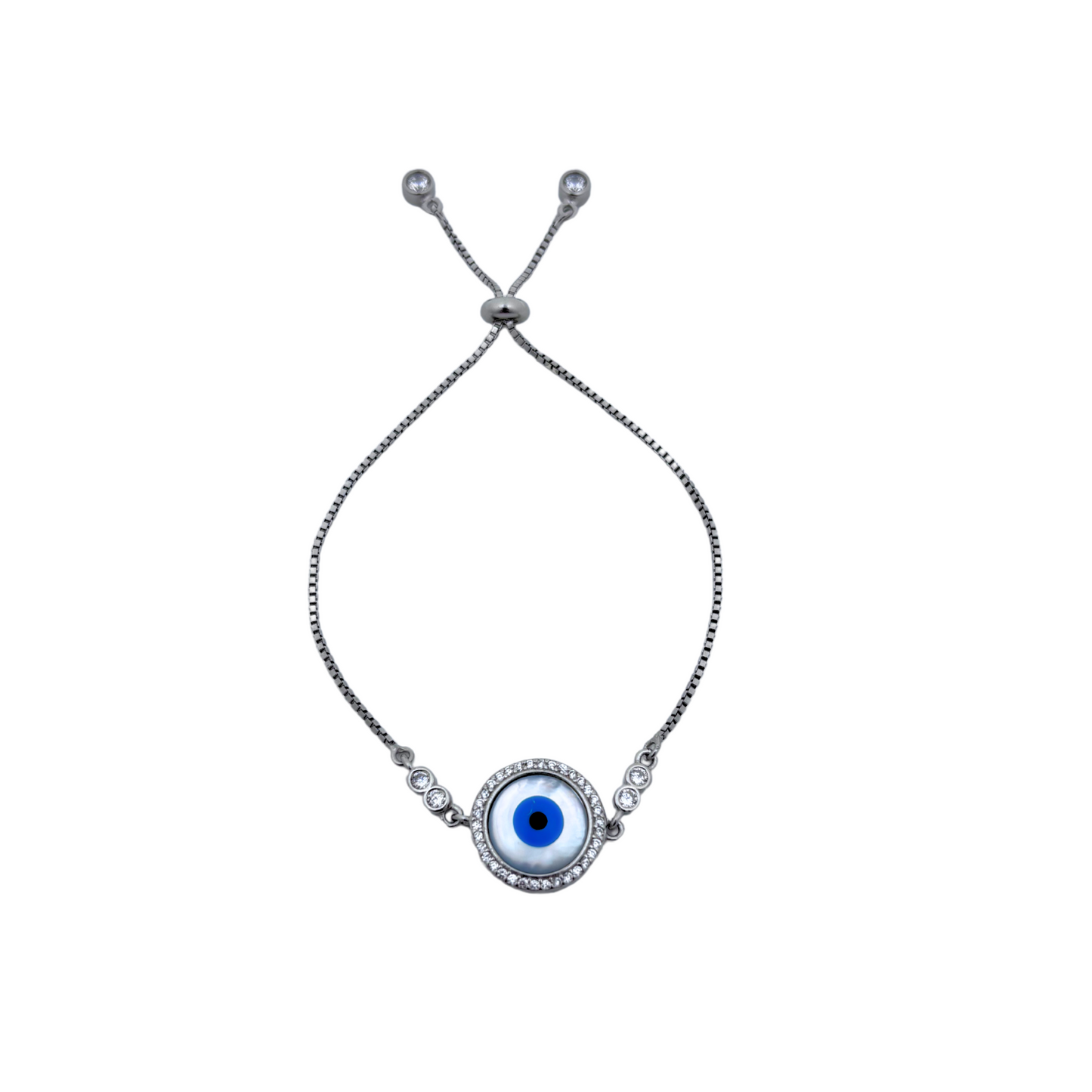 Silver Evil Eye Adjustable Bracelet