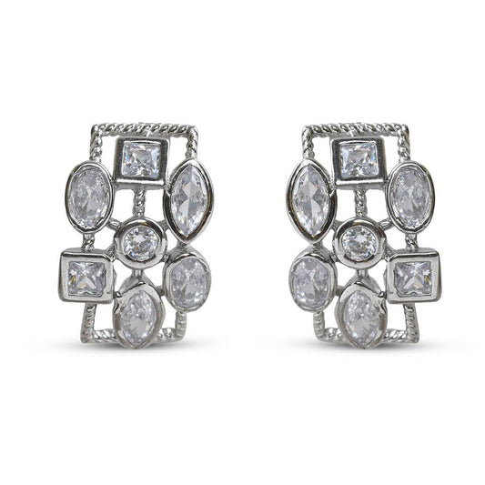 Silver Crystal Mosaic Earring