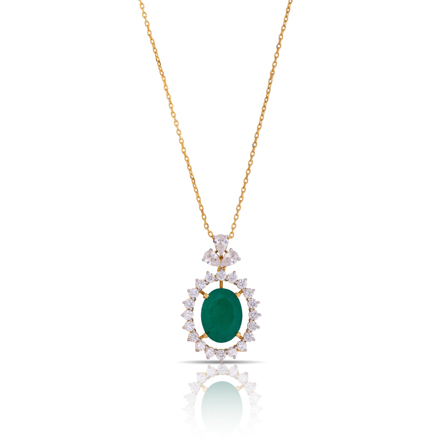 92.5 Emerald Glow Pendant Earing Set