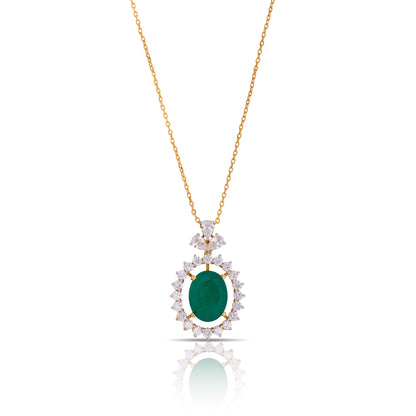 92.5 Emerald Glow Pendant Earing Set