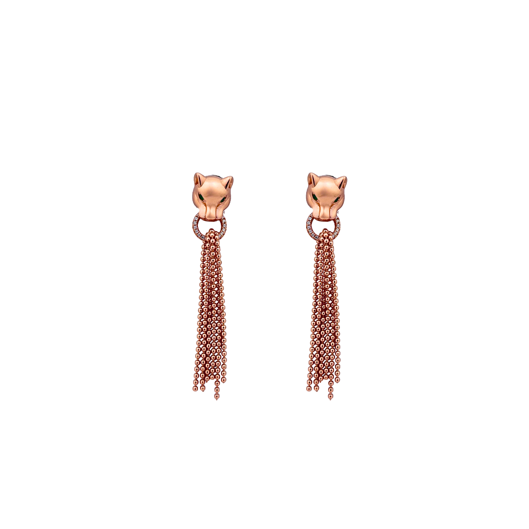 Silver Panther Tassel Earring