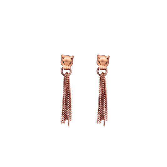 Silver Panther Tassel Earring