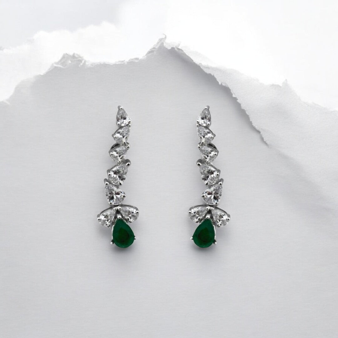 Silver Emerald Dew Earring