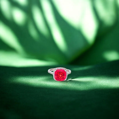 Red Siver 3D Ring