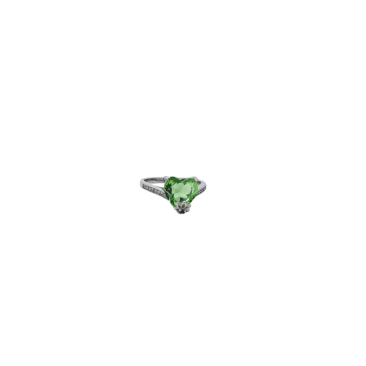 Shimmering Heart Emerald Ring