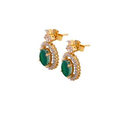 92.5 Emerald Glow Pendant Earing Set