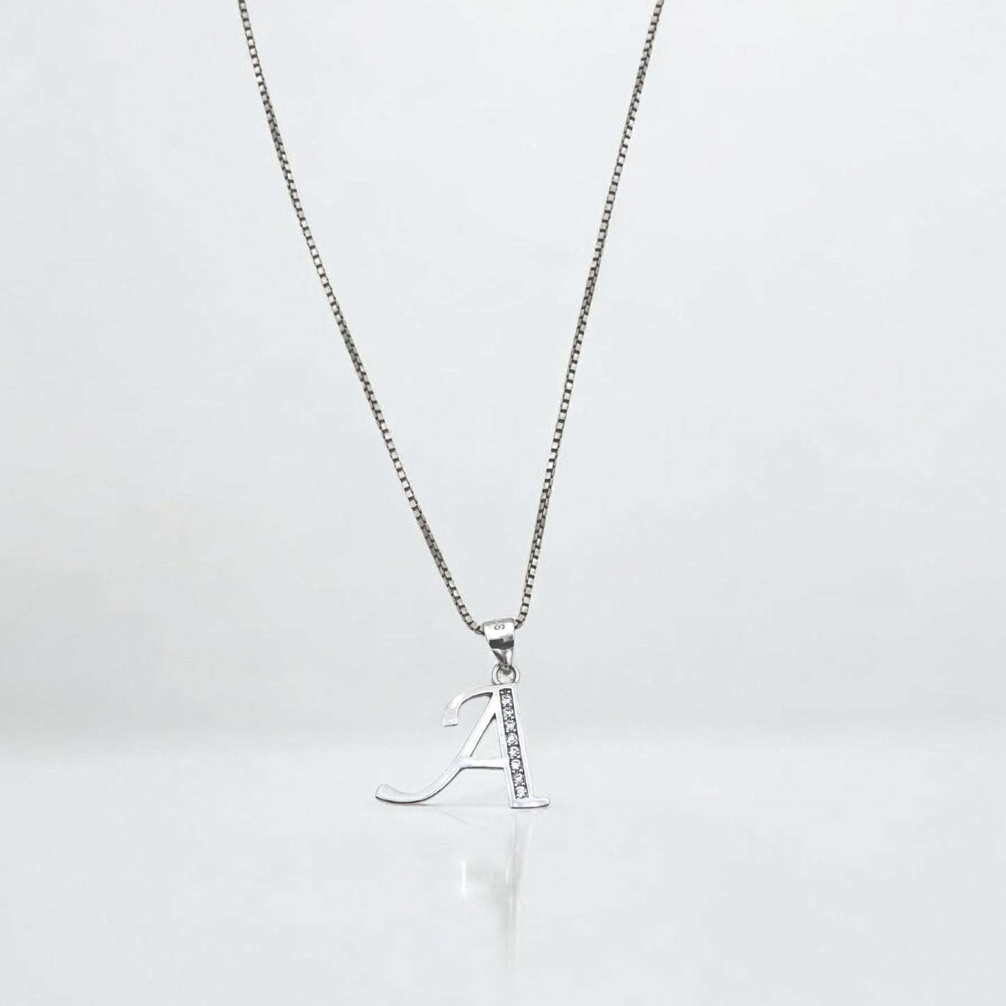 Silver Initial A Pendant with Chain